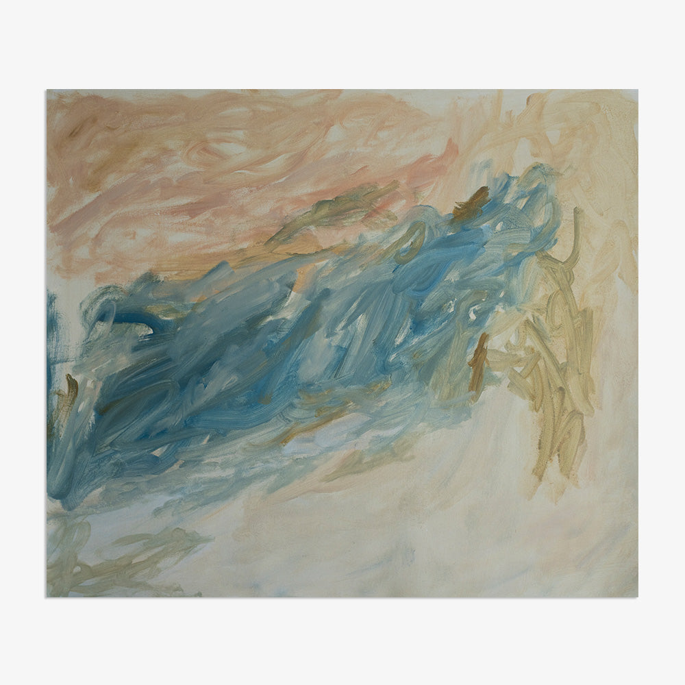 Coastal Blues 04 abstract painting without a frame Features bold strokes of blue beige and light pink