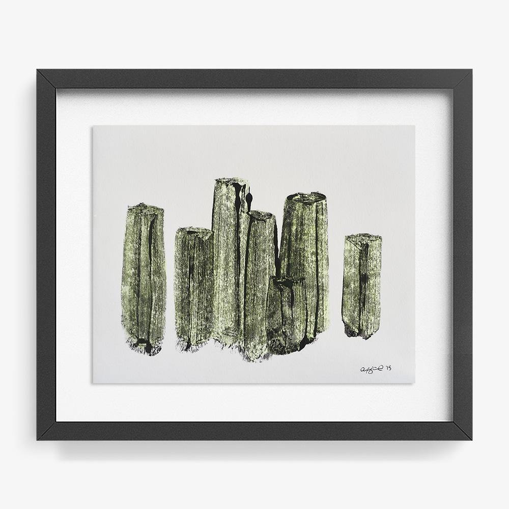 Basalt Column Cluster in Yellow, Print  by  Basalt Column Cluster in Yellow Tappan