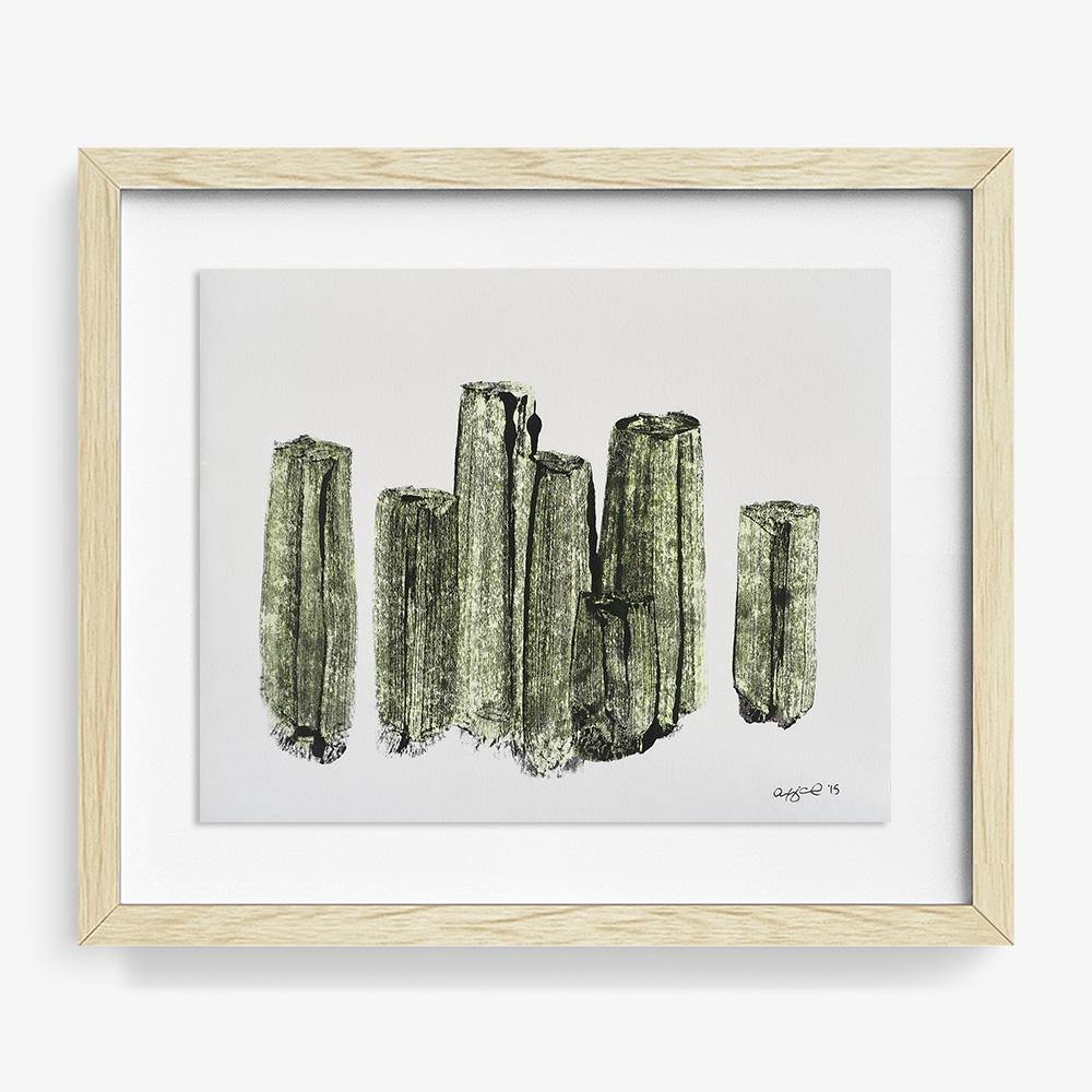 Basalt Column Cluster in Yellow, Print  by  Basalt Column Cluster in Yellow Tappan