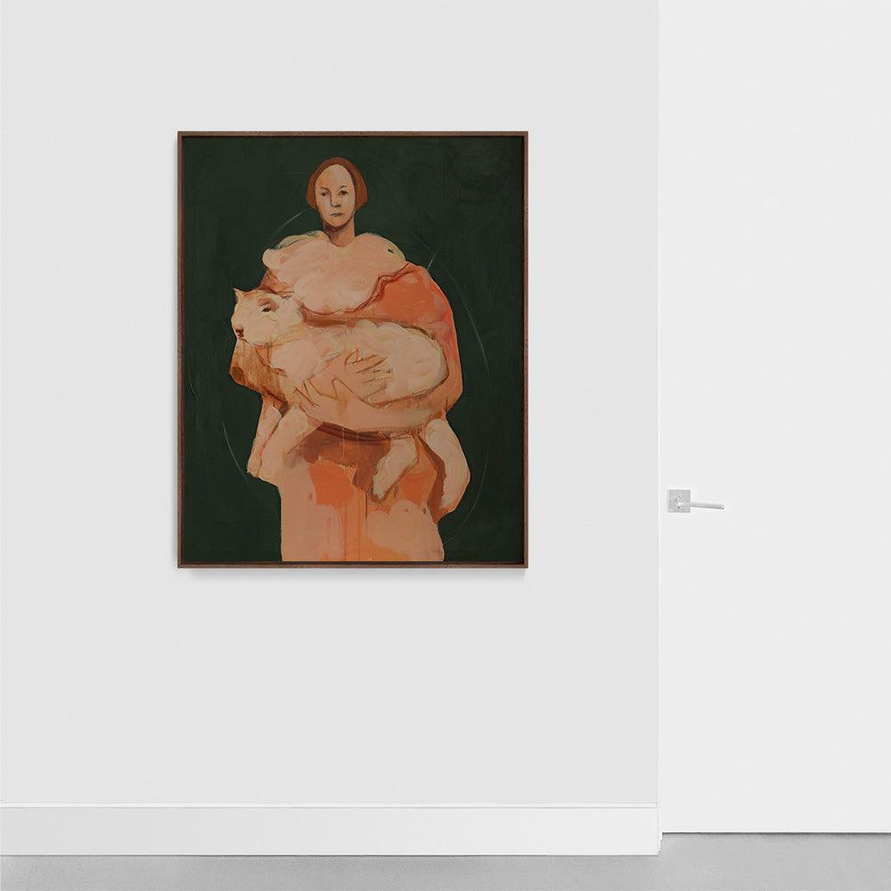 Girl with Lamb , Painting by Girl with Lamb Tappan
