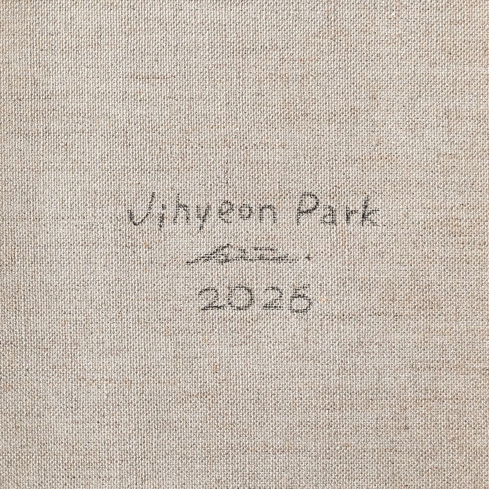 Textured canvas showing the signature of artist Jihyeon Park and the year 2026