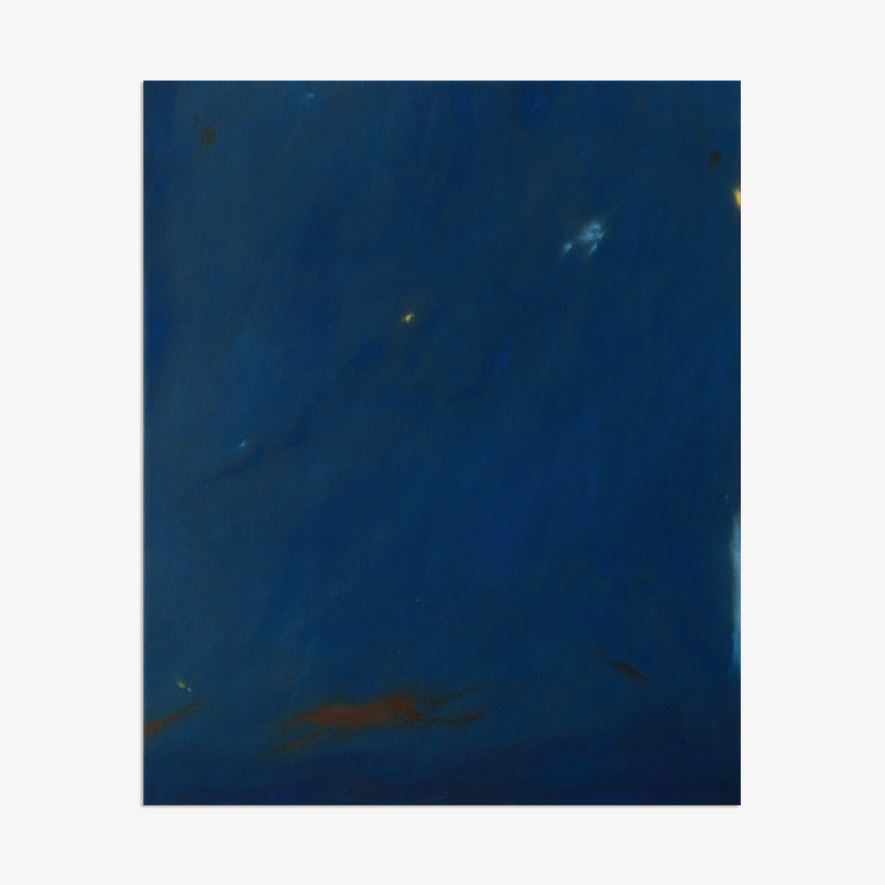Abstract painting Nocturnal Current II by Jihyeon Park Dark blue with subtle hints of orange and yellow