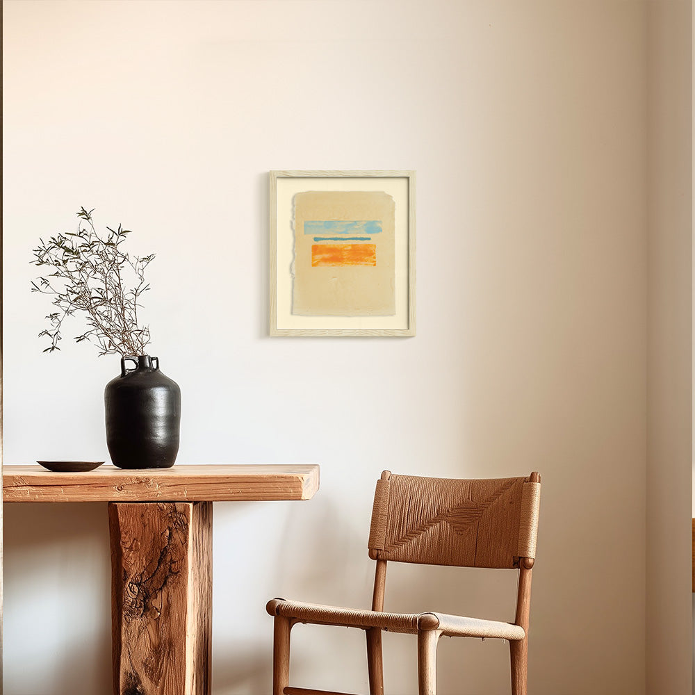 Orange, teal, blue (pulp painting)