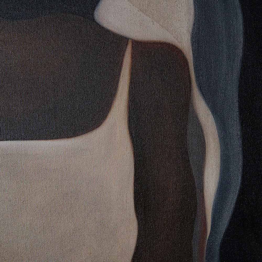 Abstract painted textures featuring flowing layered organic shapes in black beige and slate blue