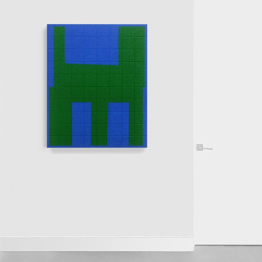 Grid I Green on Blue, Painting  by  Grid I Green on Blue Tappan