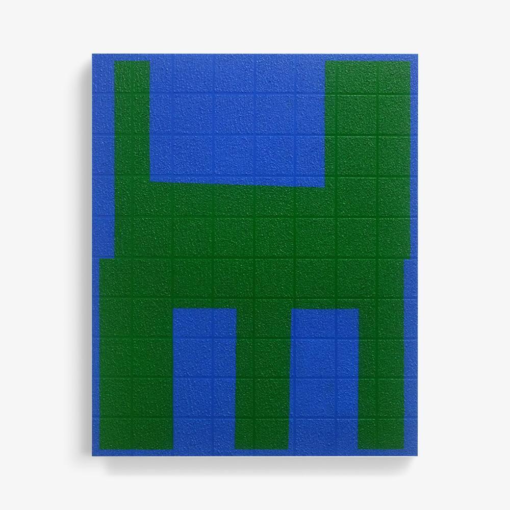 Grid I Green on Blue, Painting  by  Grid I Green on Blue Tappan