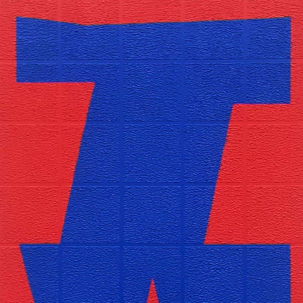 Grid IV Blue on Red, Painting  by  Grid IV Blue on Red Tappan