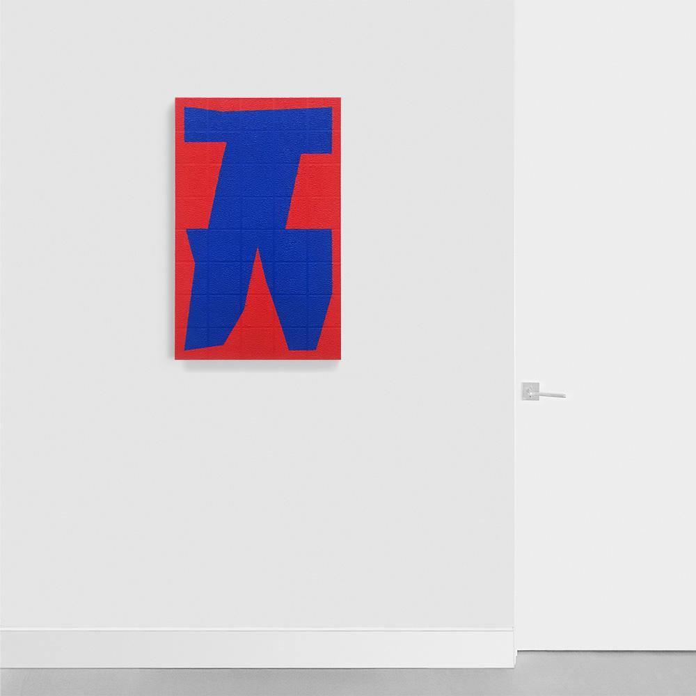 Grid IV Blue on Red, Painting  by  Grid IV Blue on Red Tappan